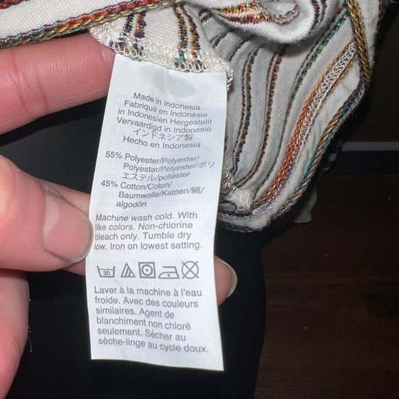 Madewell White Rainbow Stripe Casual Pocket Long Sleeve Pullover Top Size M - Picture 9 of 10